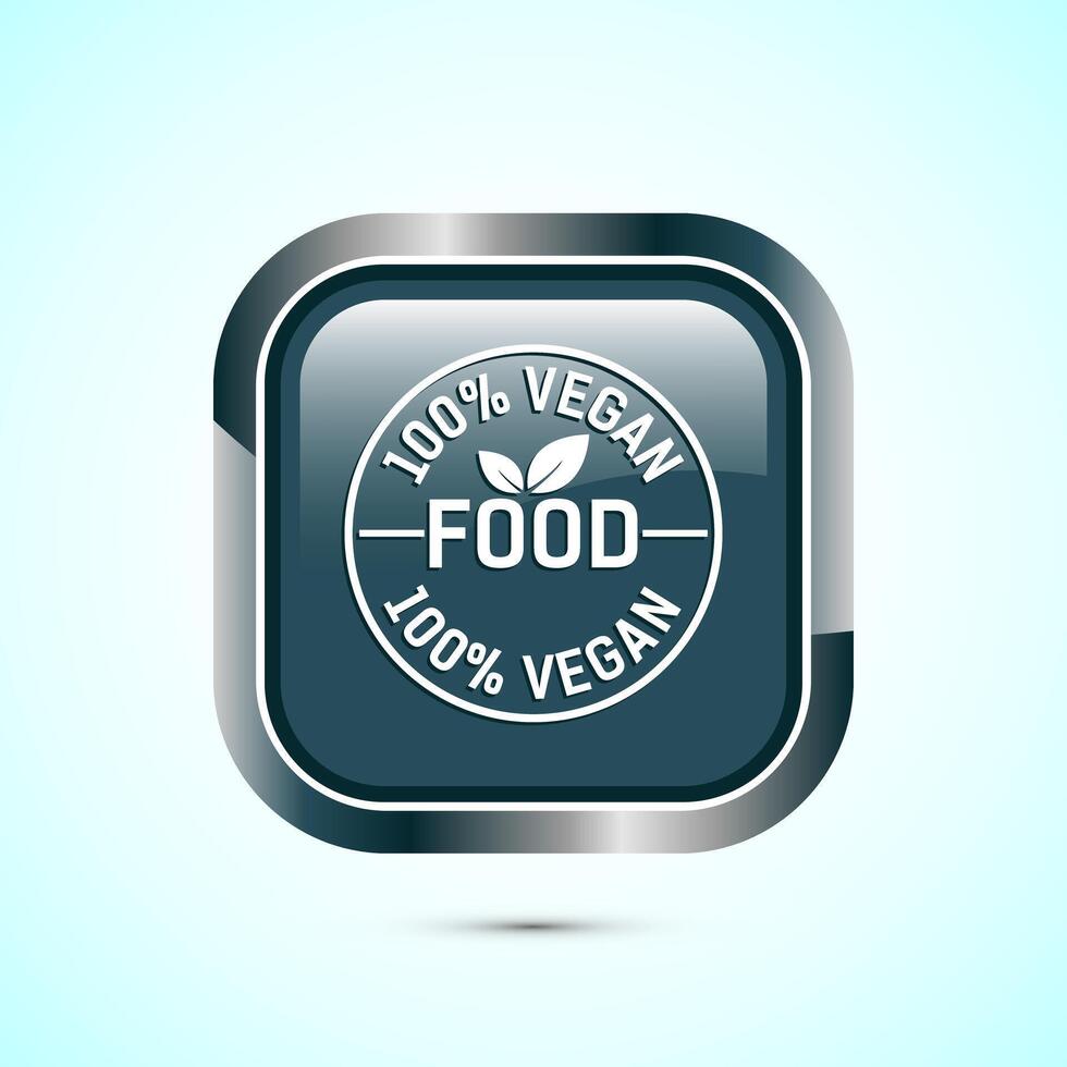 Vegan food icon design illustration. Bio, Ecology, Organic logos and label. Vegan food diet icon. Gray Color Square Button Design vector