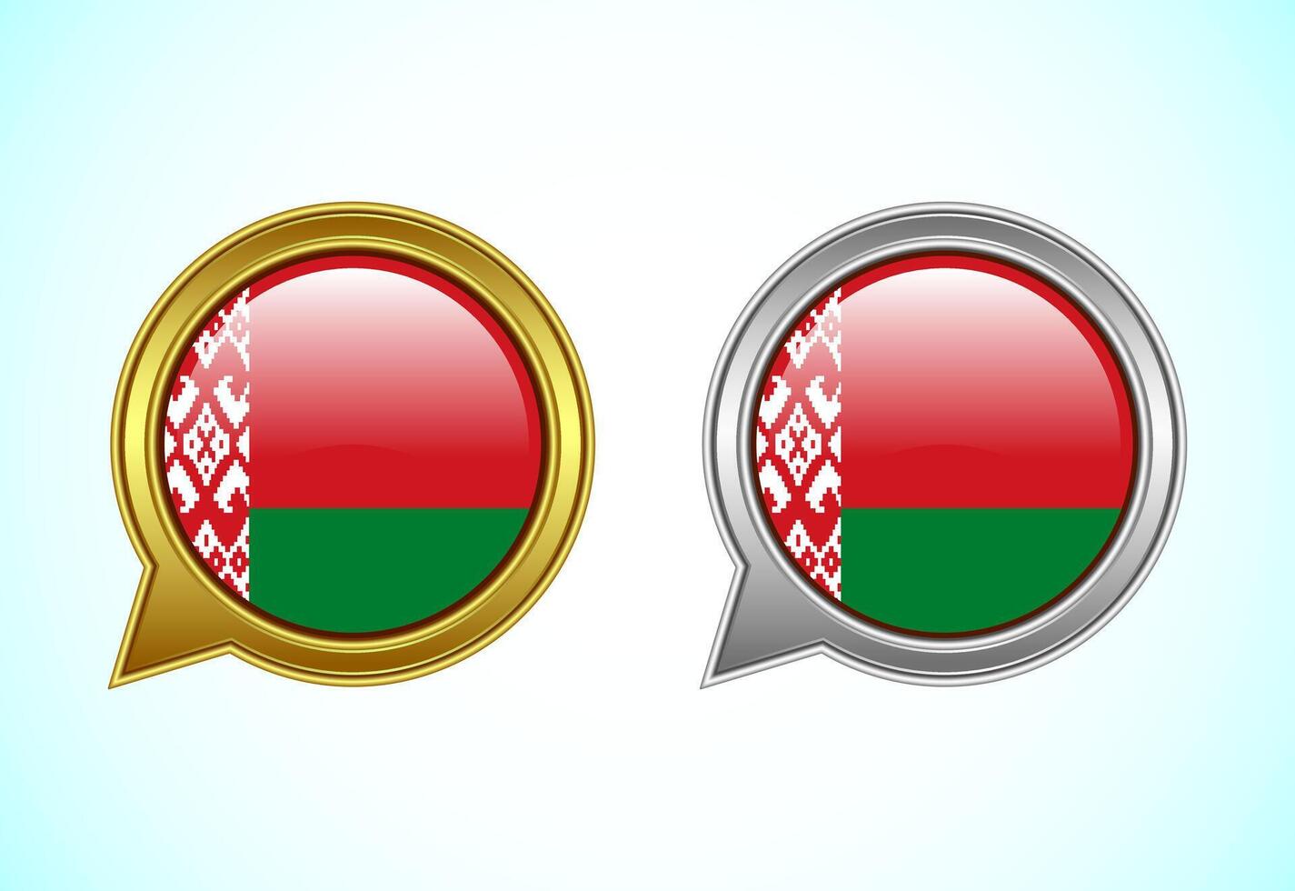 Belarus flag speech bubble. Speaking flag icon in gold and silver color vector