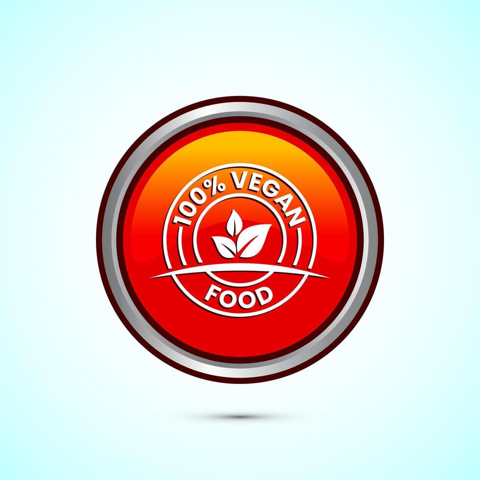 Vegan food icon design illustration. Bio, Ecology, Organic logos and label. Vegan food diet icon. Orange Color Round Button Design vector