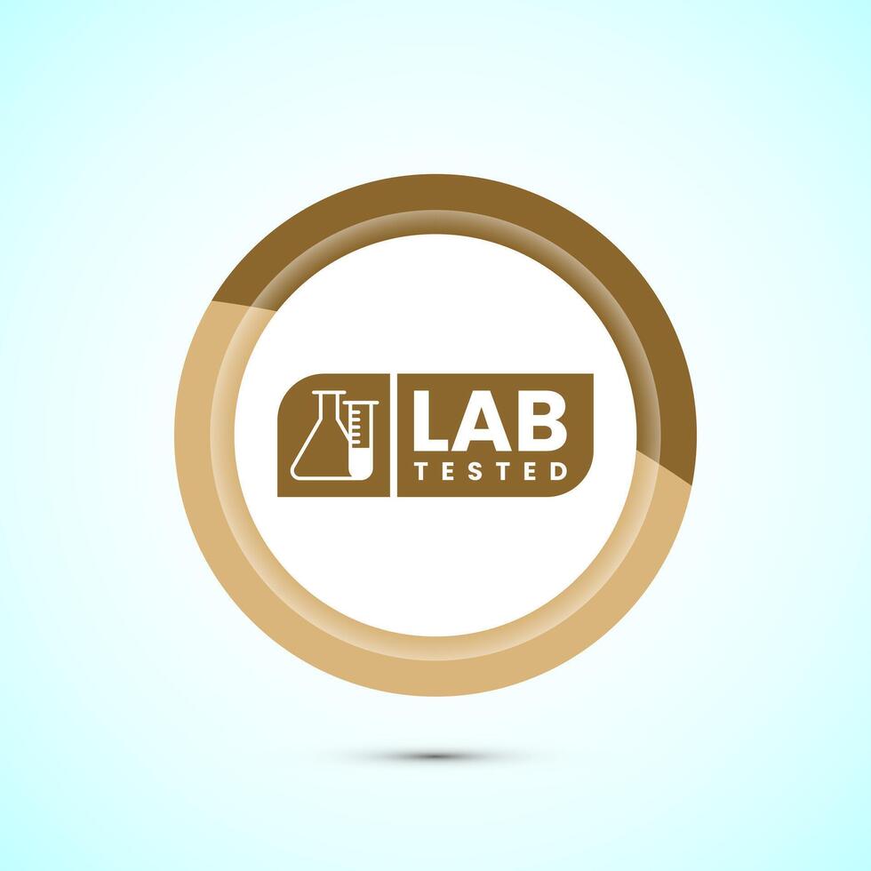 Lab tested icon. Laboratory testing product quality certificate symbol, Clinically certified, Gold Color Button Design vector