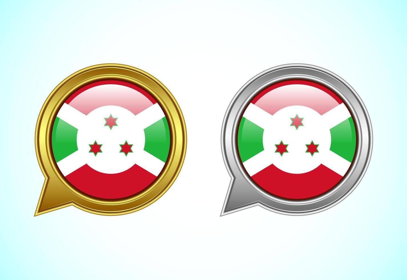 Burundi Faso flag speech bubble. Speaking flag icon in gold and silver color vector