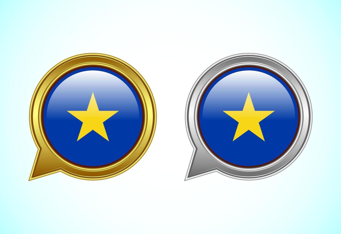 Congo Free State flag speech bubble. Speaking flag icon in gold and silver color vector