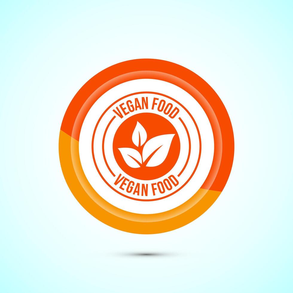 Vegan food icon design illustration. Bio, Ecology, Organic logos and label. Vegan food diet icon. Orange Color Button Design vector