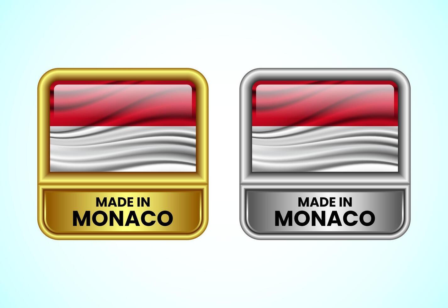 Made in Monaco label icon in gold and silver color. Flag icon set for business vector