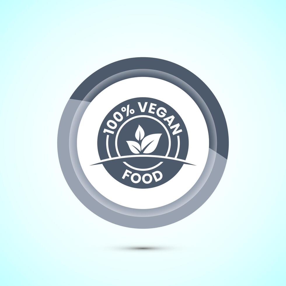 Vegan food icon design illustration. Bio, Ecology, Organic logos and label. Vegan food diet icon. Gray Color Button Design vector