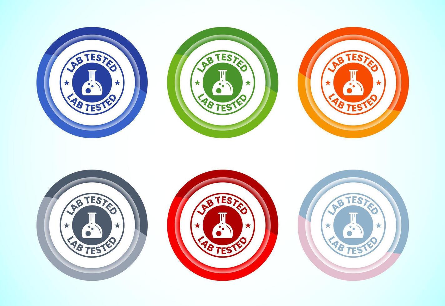 Lab tested icon design. Button Design Set vector