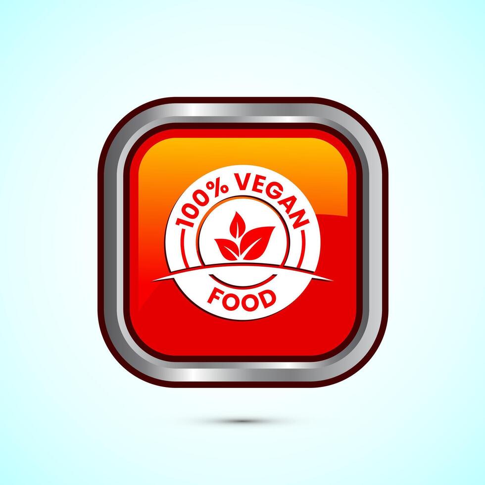 Vegan food icon design illustration. Bio, Ecology, Organic logos and label. Vegan food diet icon. Orange Color Square Button Design vector