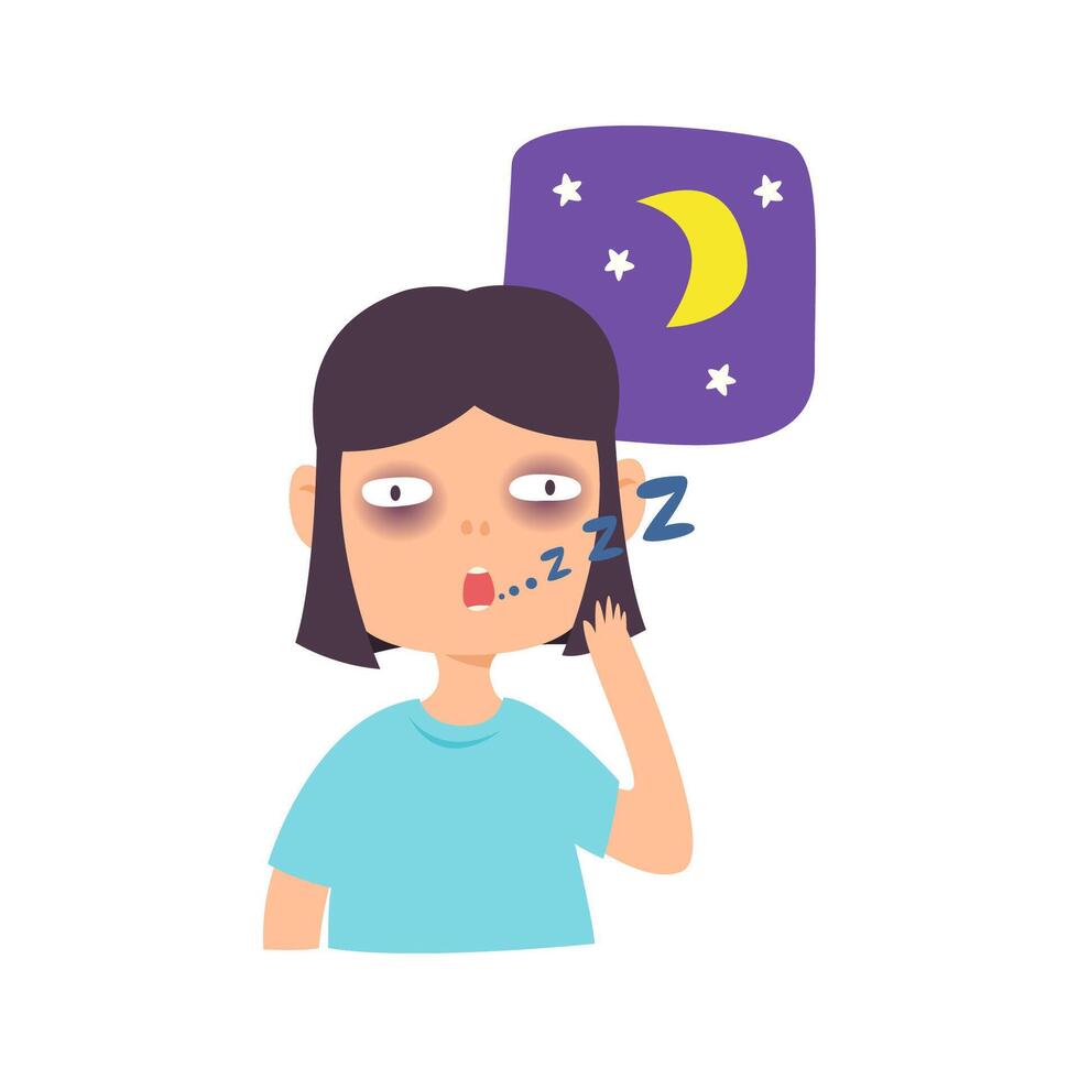 person insomnia and depression disorder symptom concept vector