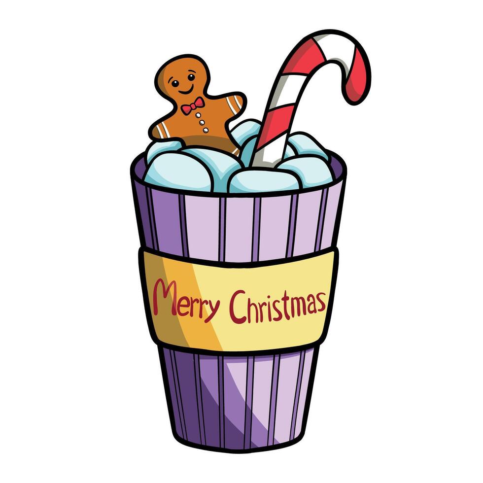 Christmas Drink with Marshmallow vector