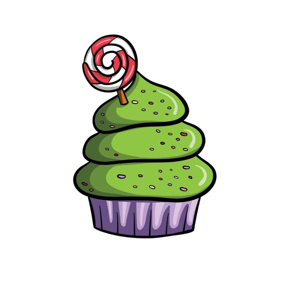 Christmas Tree Cake with Lollipop Candy vector