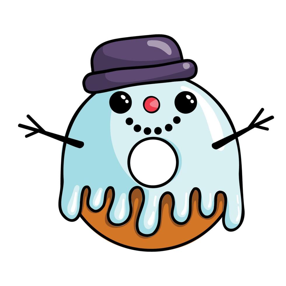 Snowman Christmas Donut vector