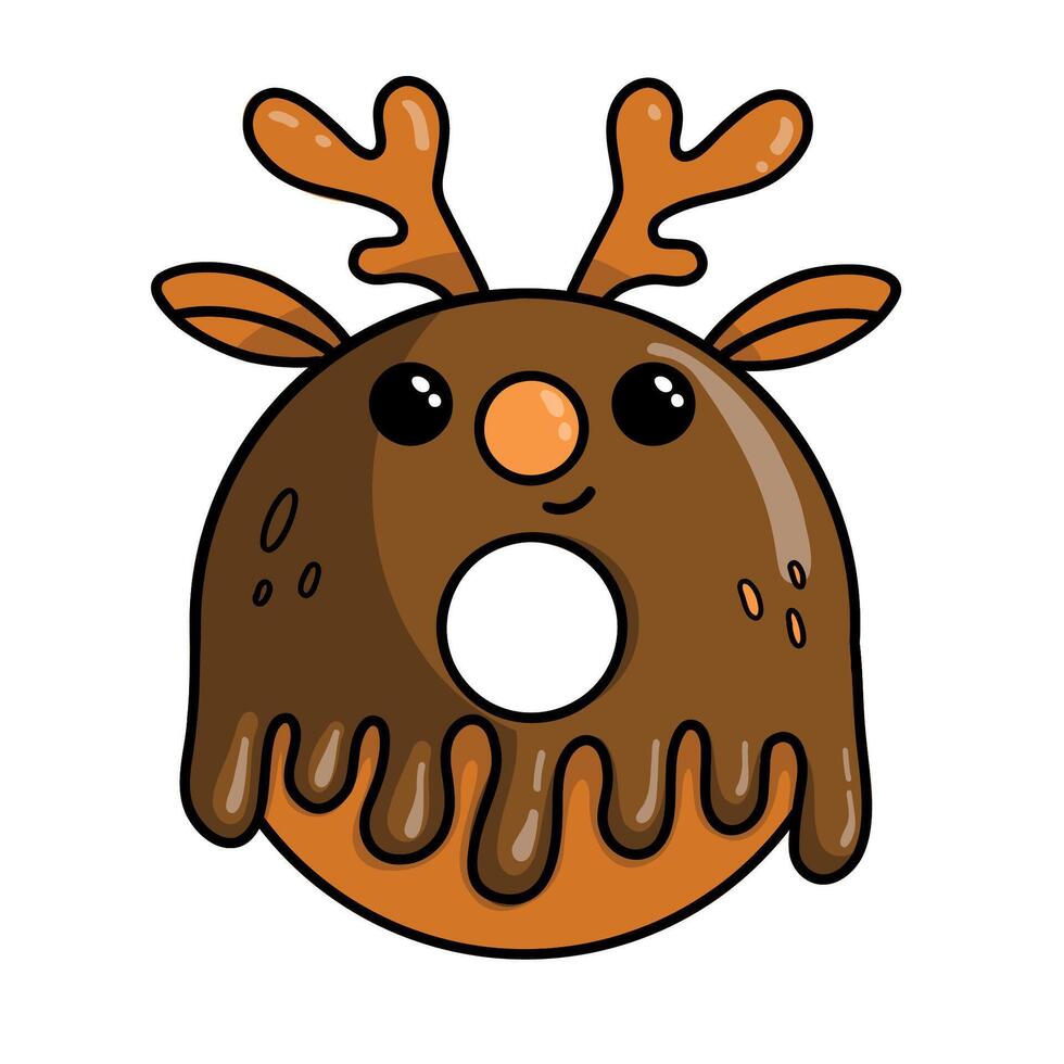 Christmas Deer Donut vector