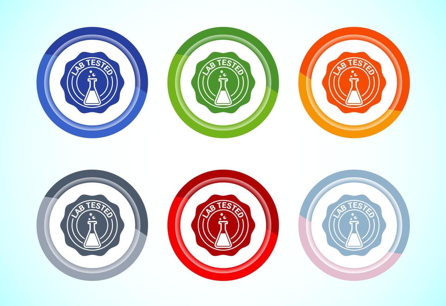 Lab tested icon. Laboratory testing product quality certificate symbol, Button Design Set vector