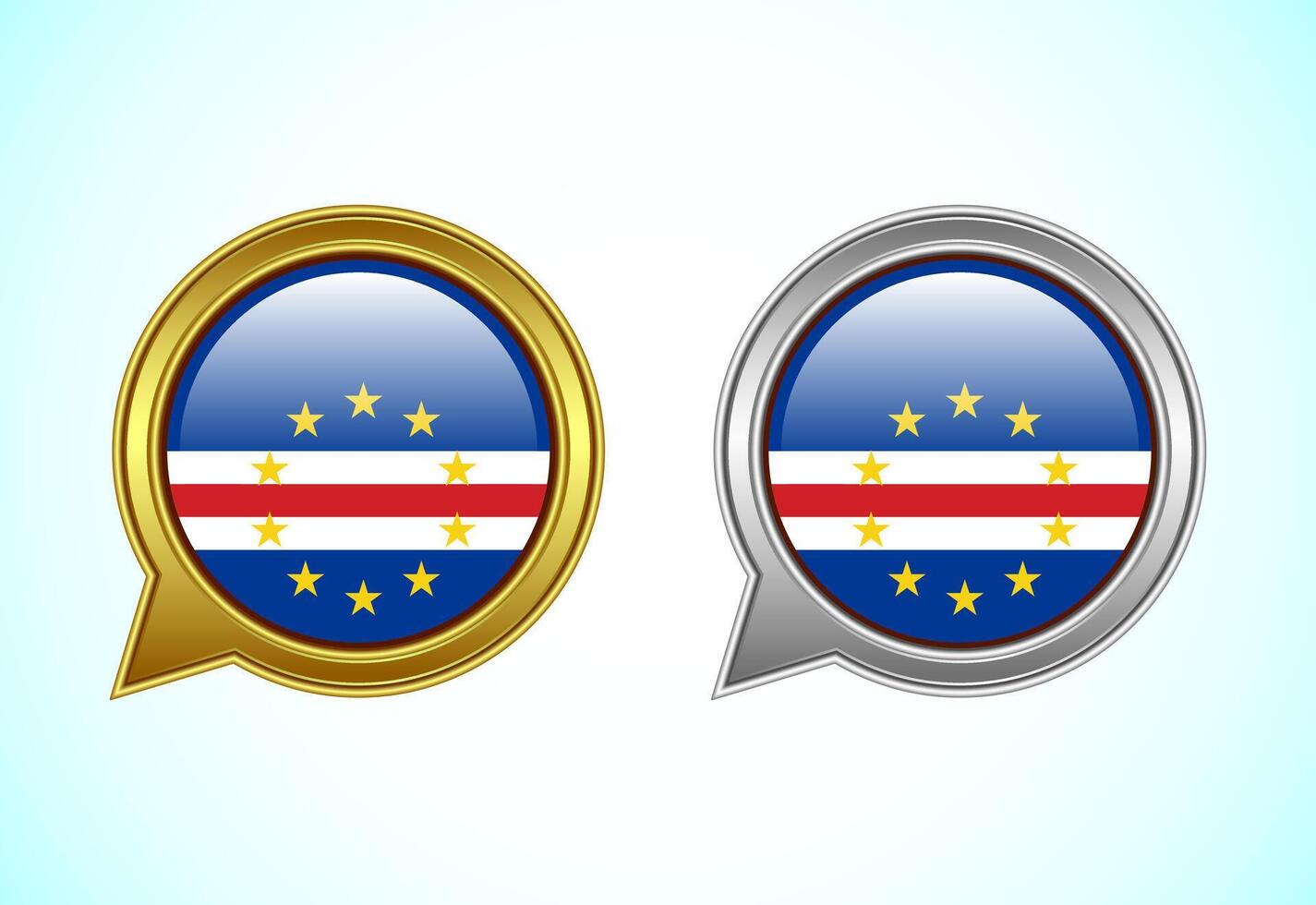 Cape Verde flag speech bubble. Speaking flag icon in gold and silver color vector