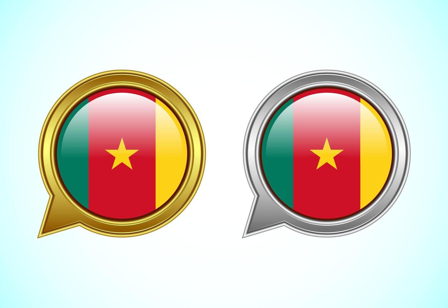 Cameroon flag speech bubble. Speaking flag icon in gold and silver color vector