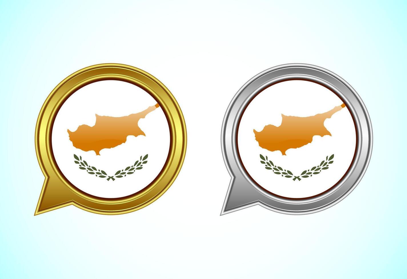 Cyprus Free State flag speech bubble. Speaking flag icon in gold and silver color vector