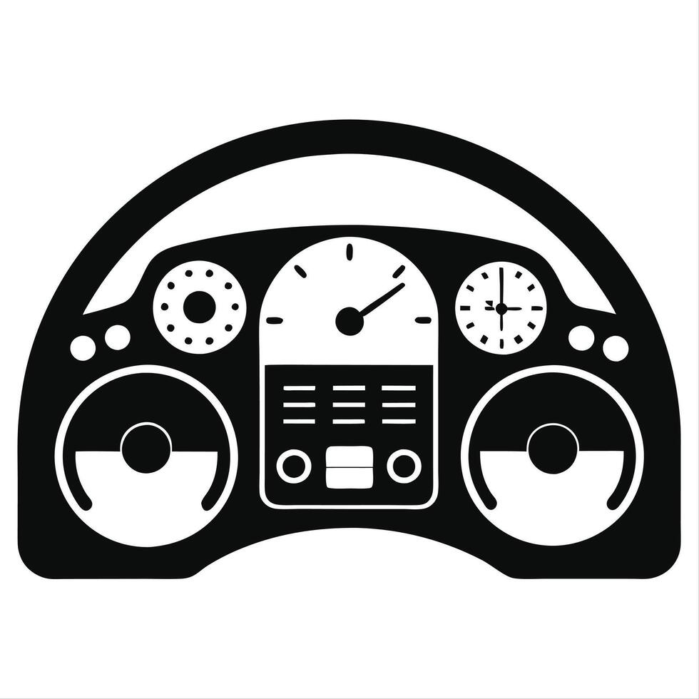 Car Dashboard Black Silhouette art vector