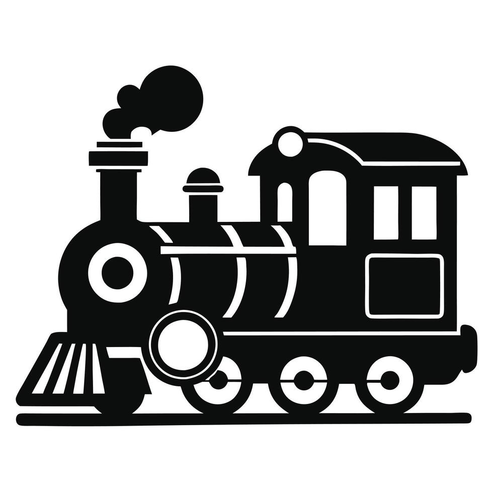 Train Engine Black Silhouette art vector