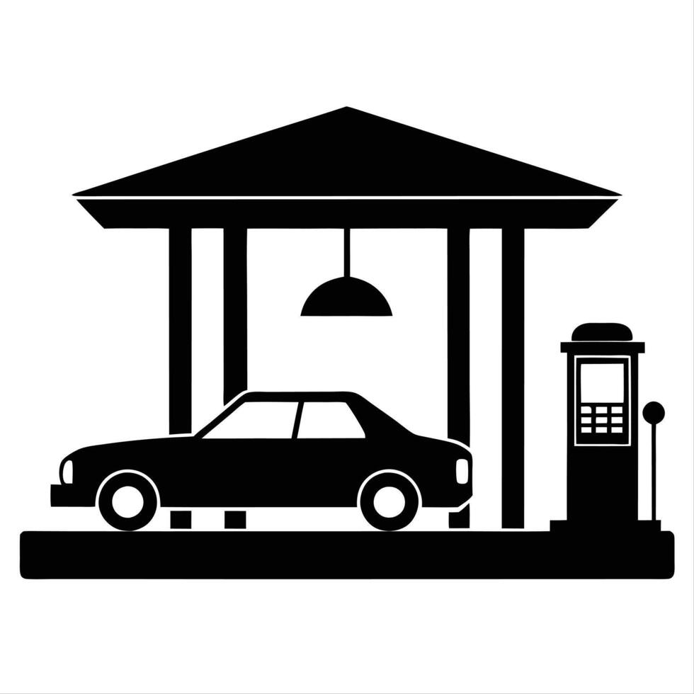 Cable Car Station Silhouette art vector