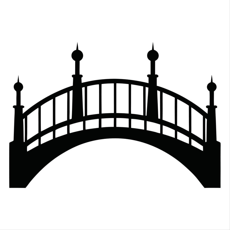 Bridge Gate Black Silhouette Art vector