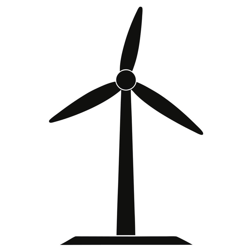 Wind Turbine Black Silhouette art vector