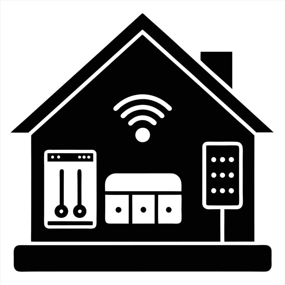 Home Automation Hub Black Silhouette Art vector