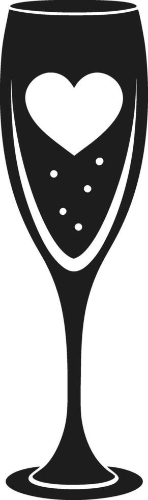 Elegant Champagne Glass Silhouette with Heart Motif Illustration vector