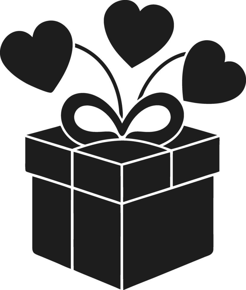 Heart-Themed Gift Box Silhouette for Valentine's Day and Celebrations vector
