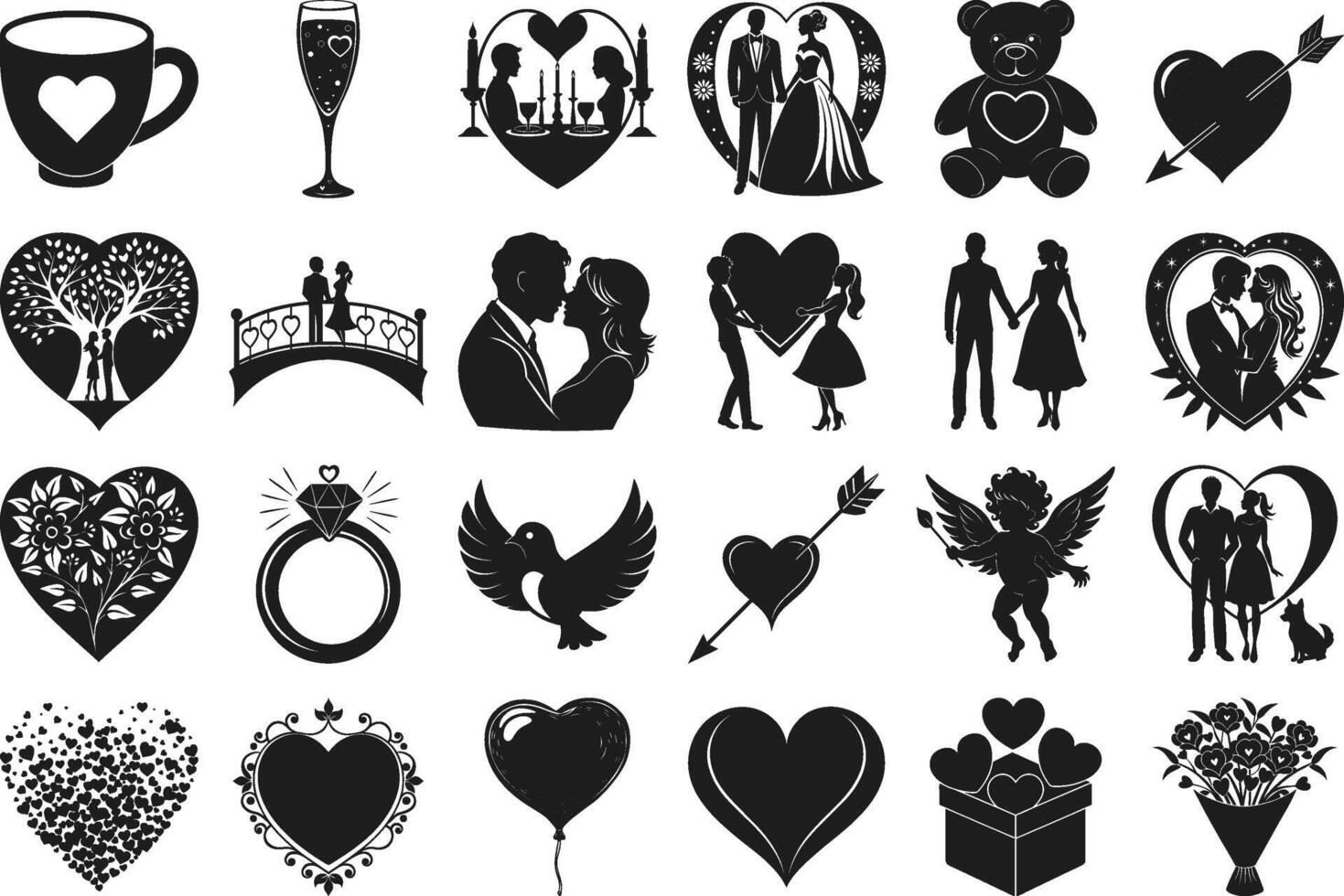 Romantic Valentine's Day Collection with Love-Themed Elements vector
