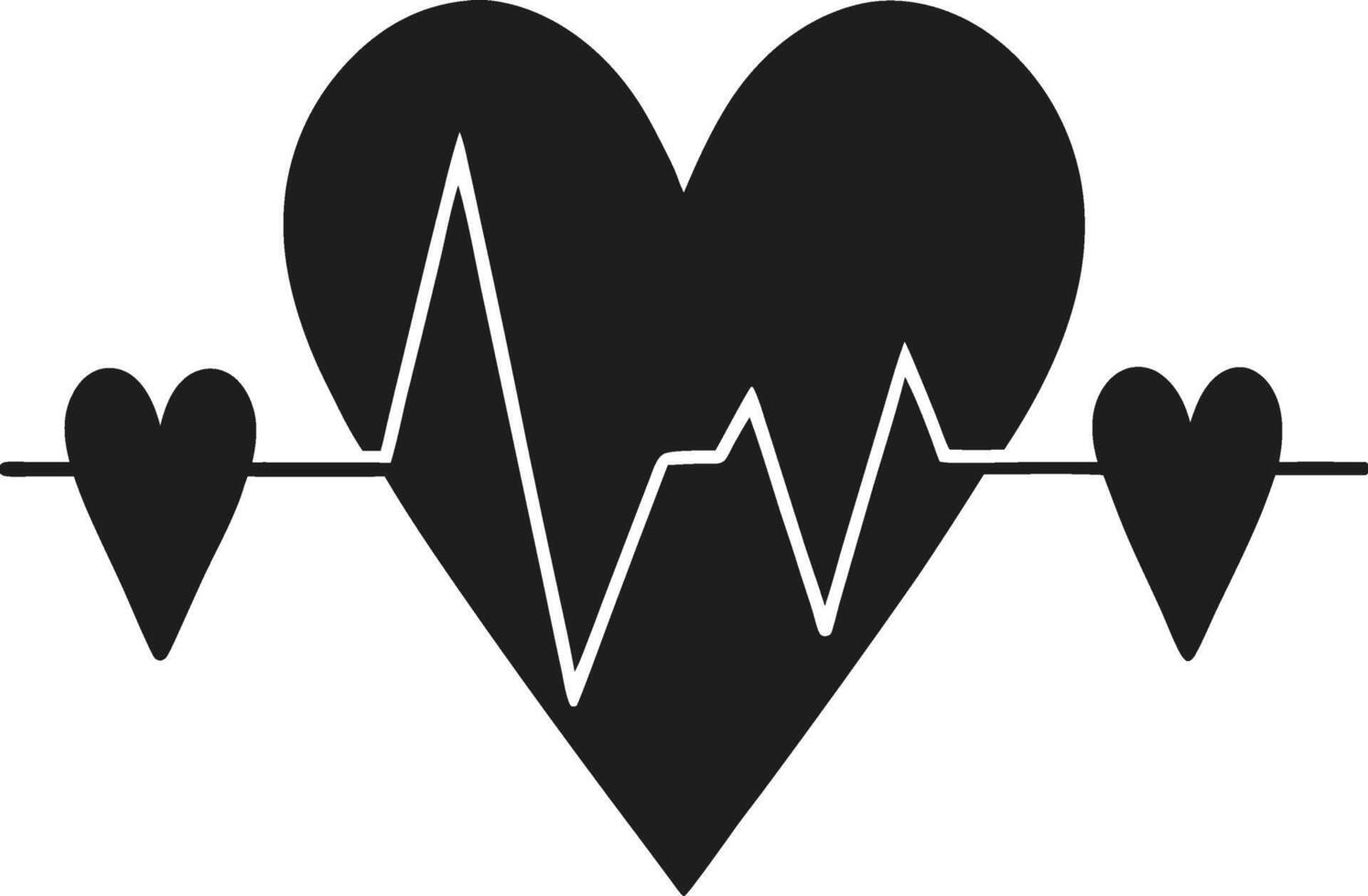 Heartbeat Love Silhouette with Heart Pulse Line Illustration vector