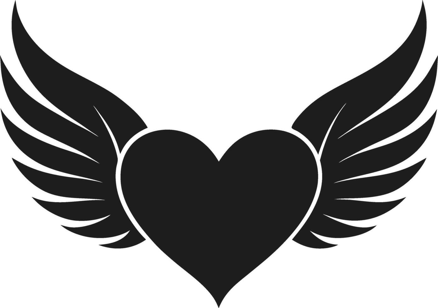 Heart with Wings Silhouette Icon for Love, Romance, and Freedom Themes vector