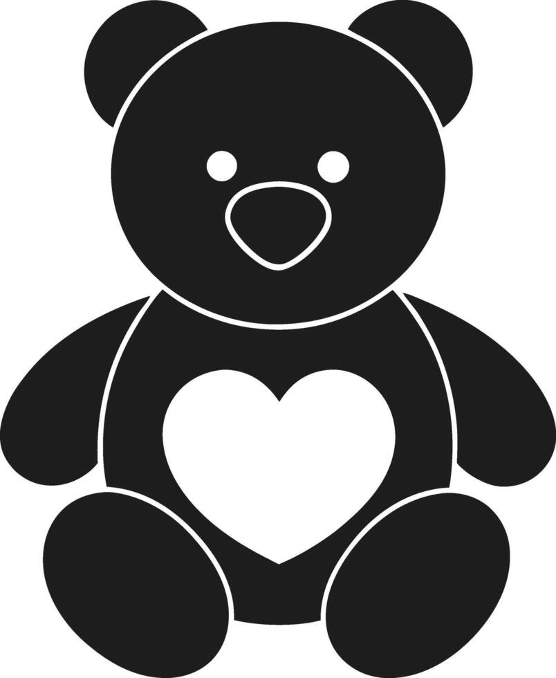 Teddy Bear with Heart Silhouette Illustration for Love, Childhood, and Gift Themes vector