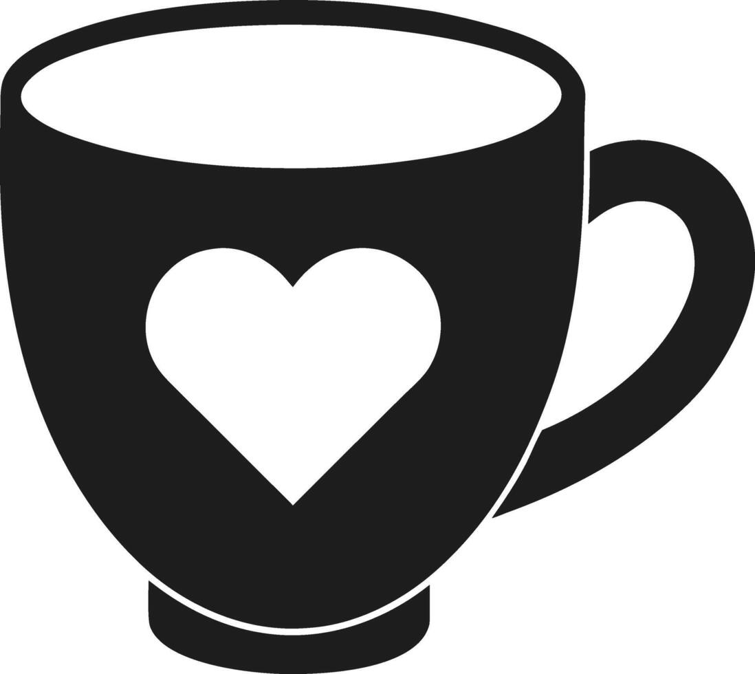 Romantic Coffee Cup Silhouette with Heart Design - Valentine's Day Love Illustration vector