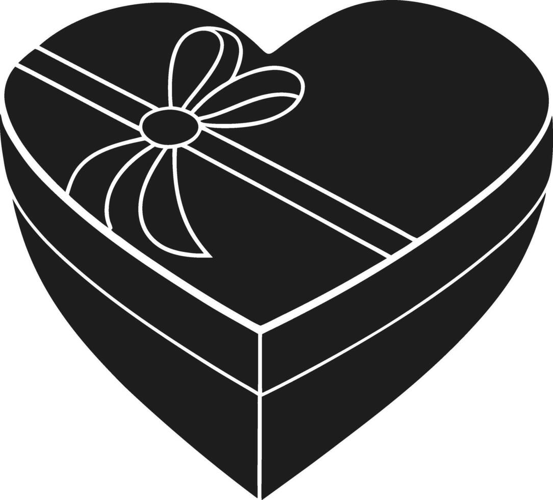 Heart-Shaped Gift Box Silhouette for Love, Romance, and Special Occasions vector