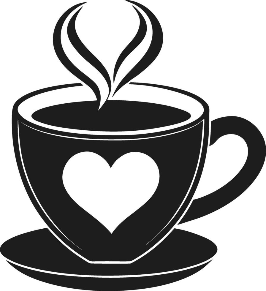 Coffee Cup Silhouette with Heart Motif and Steam Illustration vector