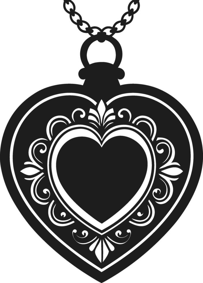 Ornate Heart Locket Pendant Silhouette for Love, Romance, and Jewelry Themes vector