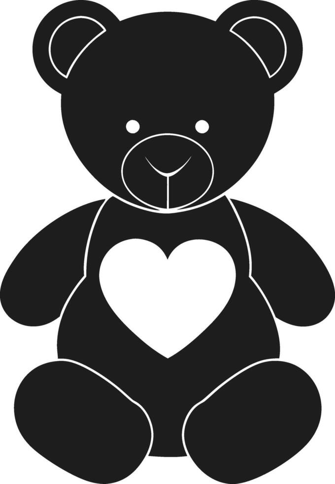 Teddy Bear with Heart Silhouette - Cute and Romantic Illustration vector