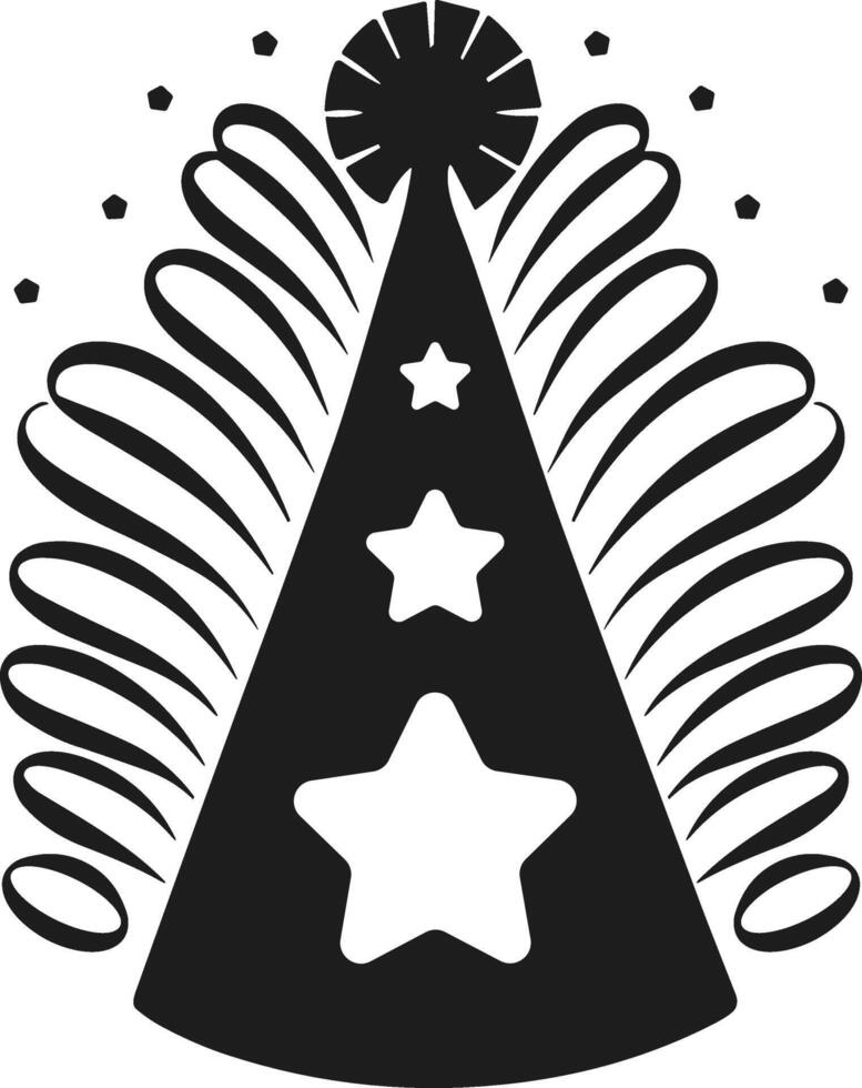 Decorative Party Hat Illustration with Star Design and Swirls vector