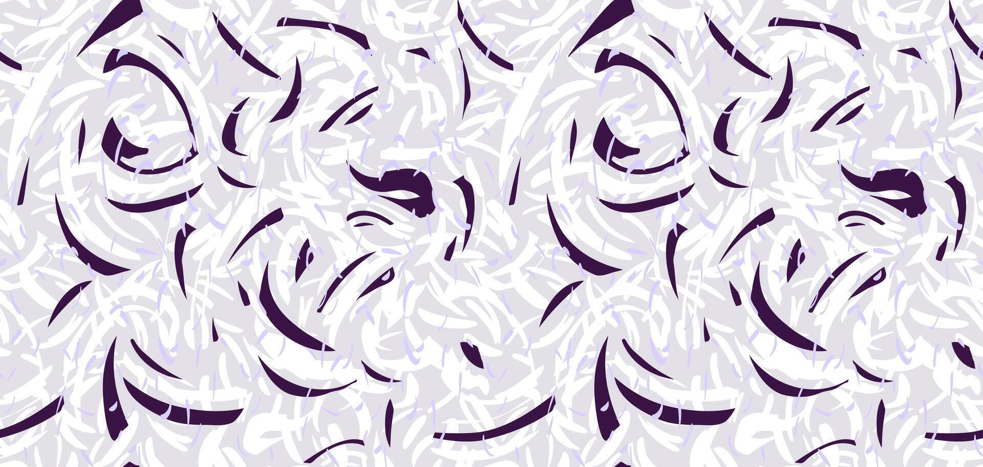 Abstract organic shapes seamless pattern. hand drawn dynamic curved and wavy lines with drops, spots on a grey background. Contemporary print. Simple geometric ornament vector