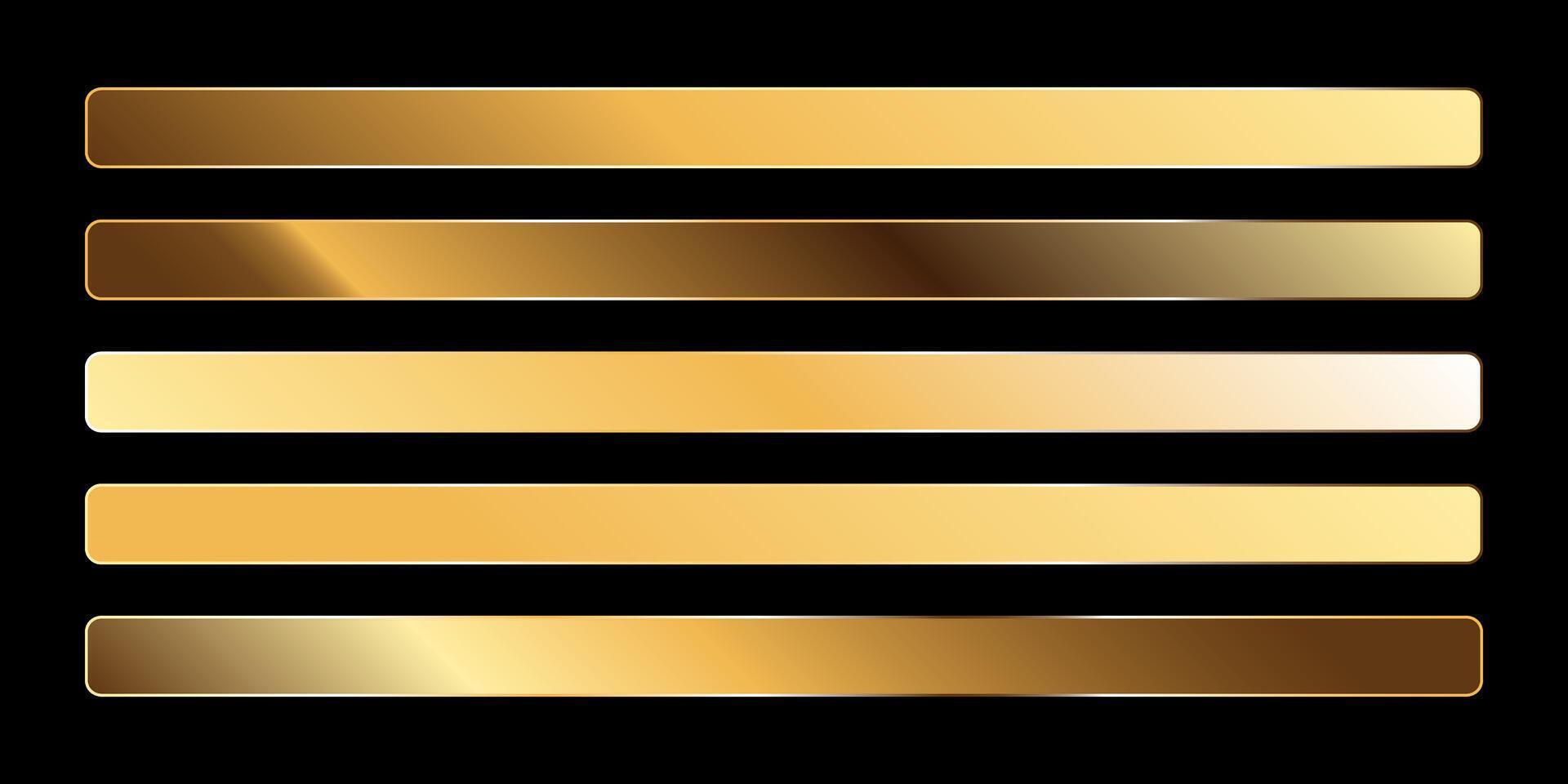 Premium metallic gold gradient stripes swatches palette set design vector