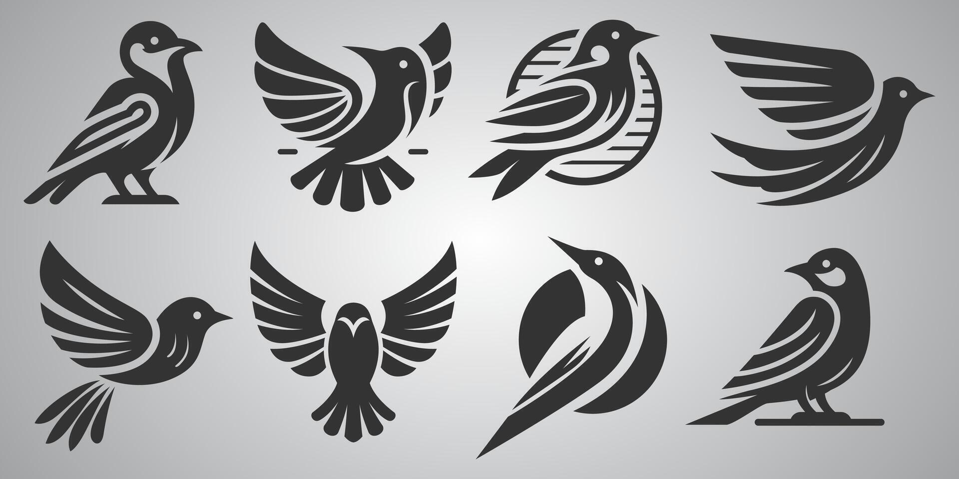 Bird logo collection for brand, merch, mark. Symbol and icon of bird. Eps 10. vector