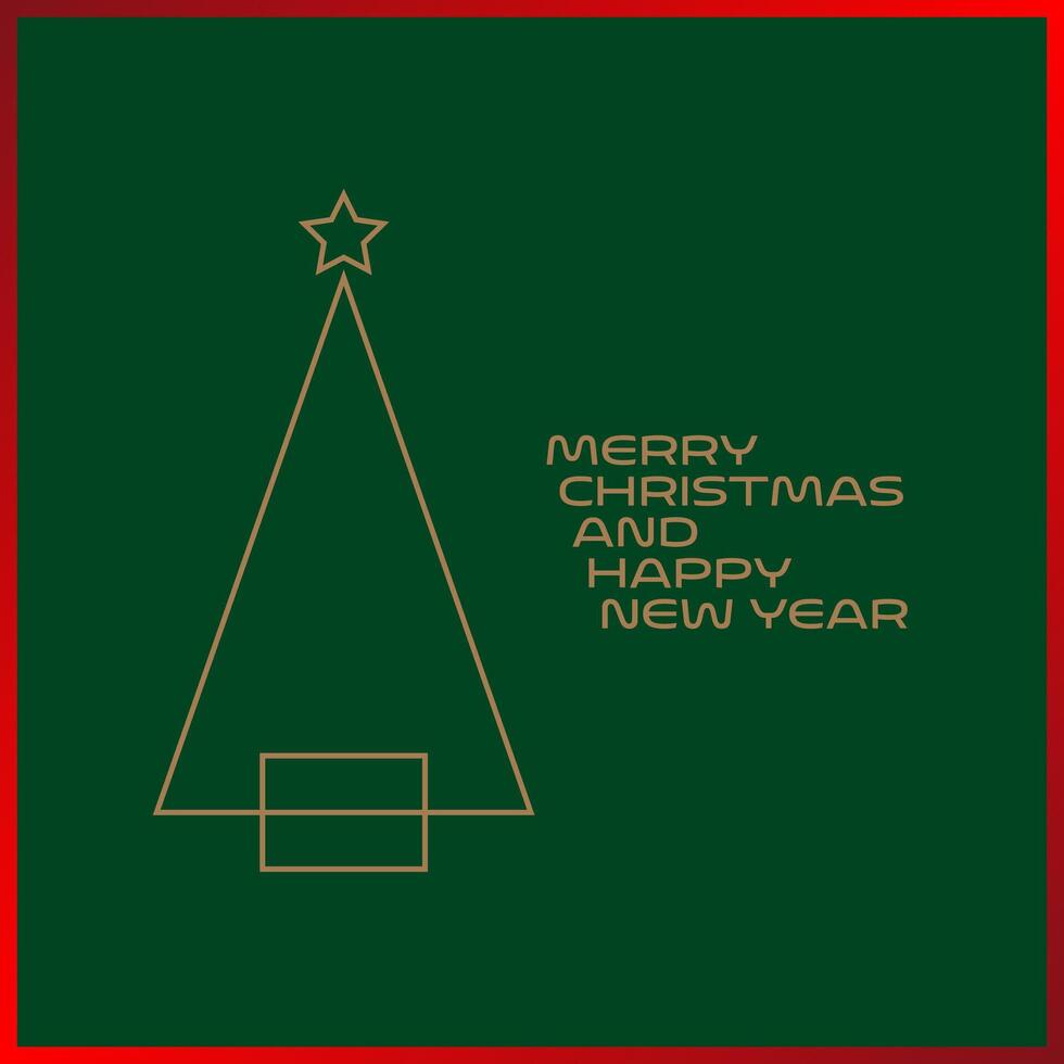 Simple green Merry Christmas and Happy New Year banner design with gradient red outline vector