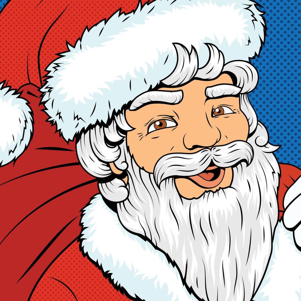 Santa Claus character pop art style retro colorful illustration vector