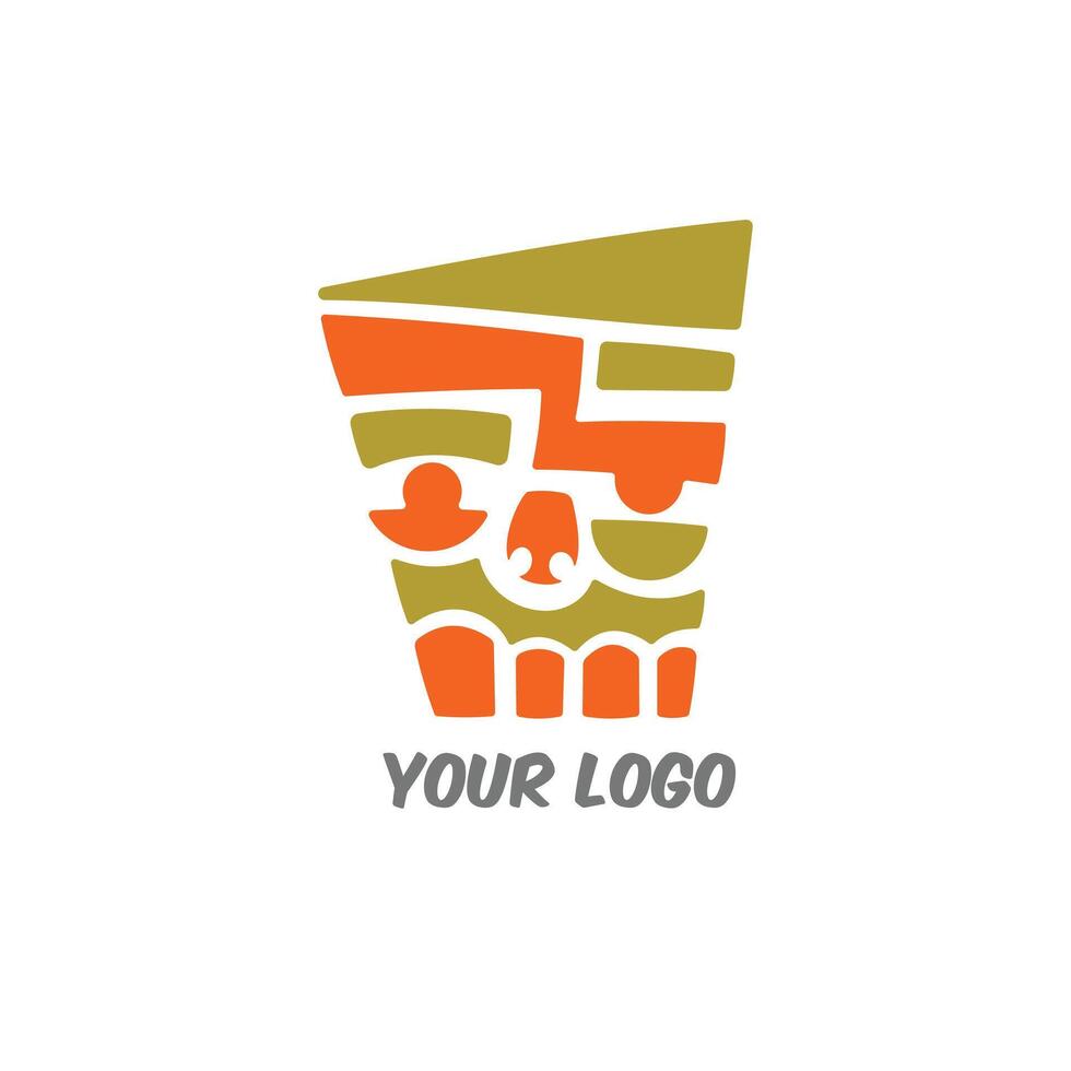 Abstract face logo illustration, abstract mask logo vector
