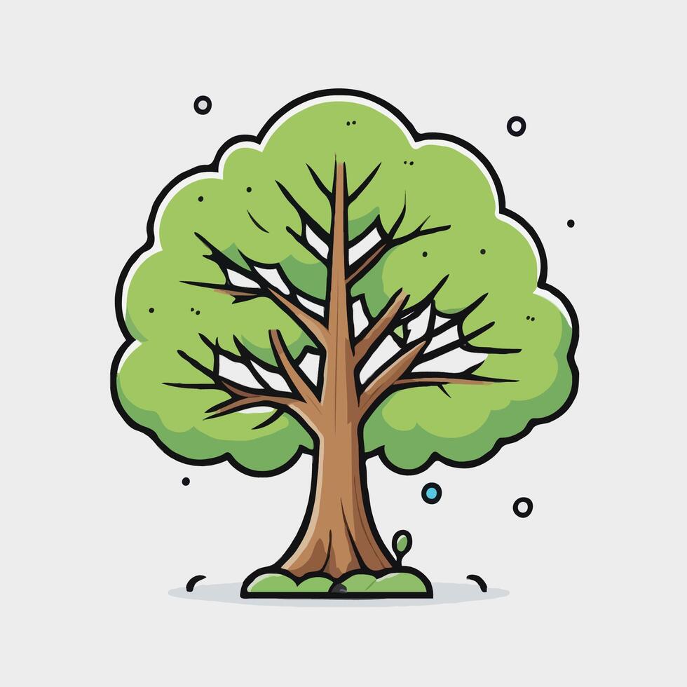 Cartoon tree with leaves vector