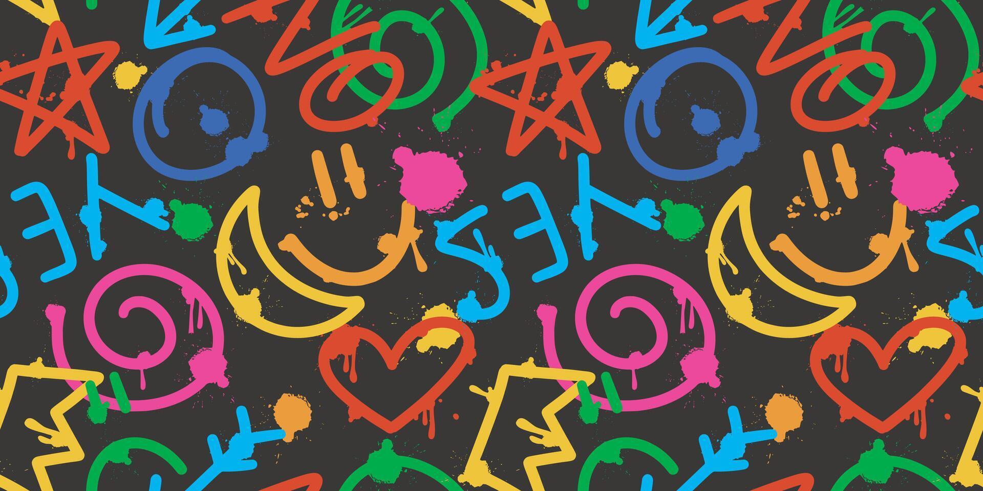 Graffiti street art seamless pattern vector