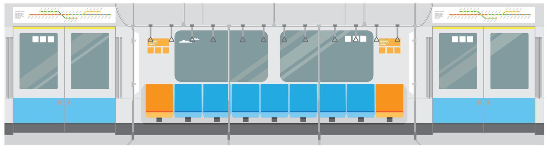 a drawing of an empty subway train with the front facing windows and doors vector