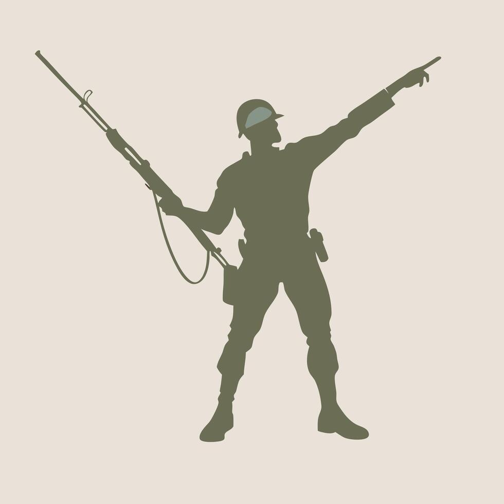 A silhouette of a soldier holding a rifle vector