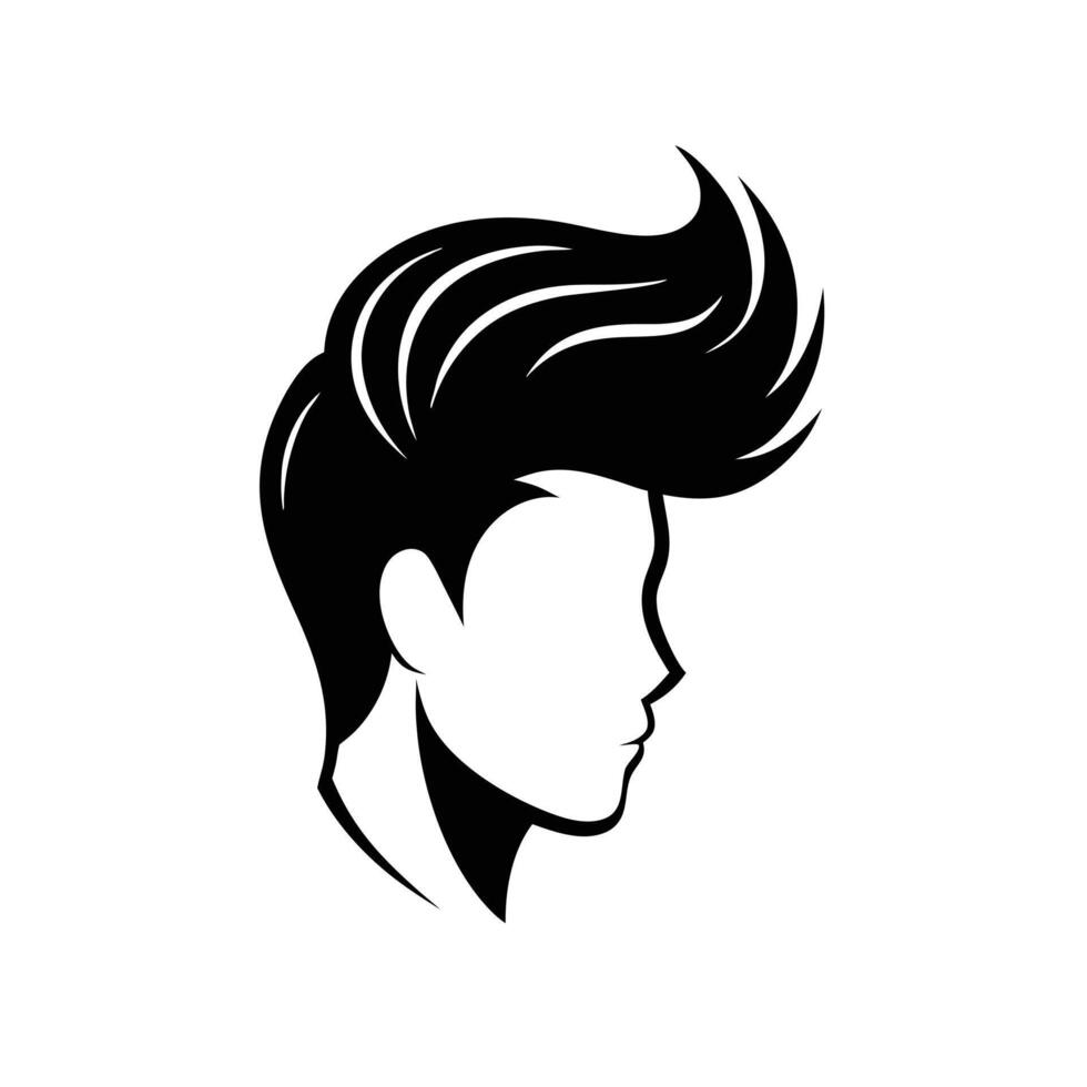 A man's head with a hair style is shown in silhouette vector