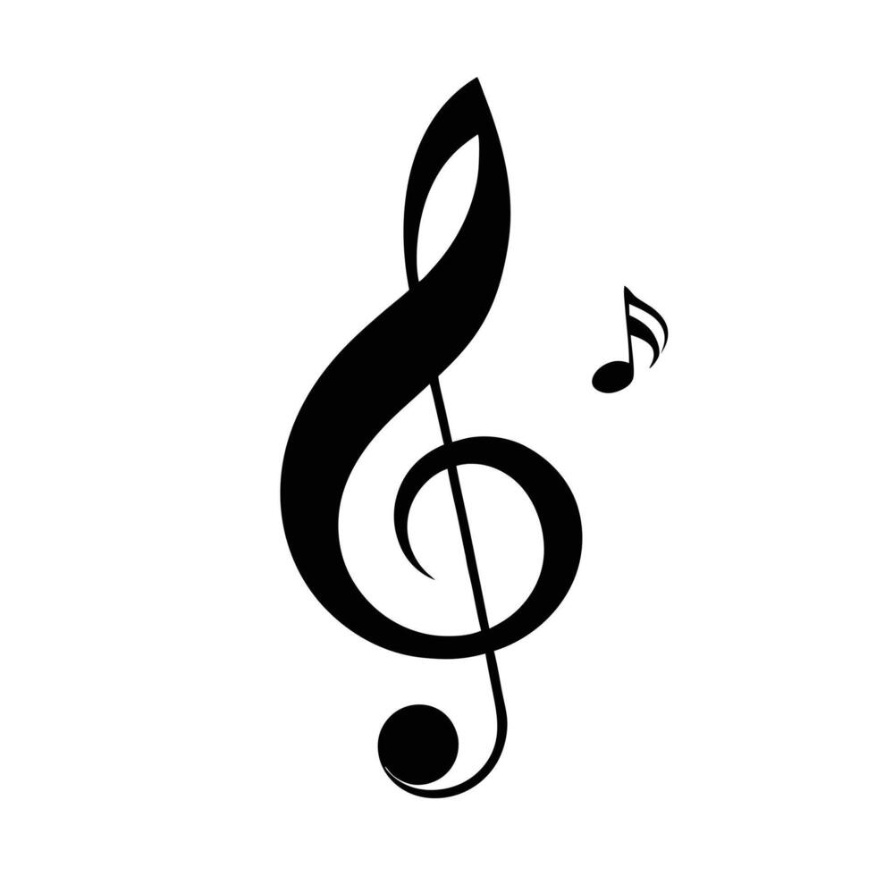 A musical note and treble clef on a white background vector